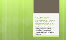 Marriage Divorce and Remarriage PowerPoint Presentation