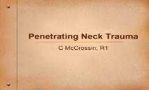 Penetrating Neck Trauma Calgary Emergency Medicine PowerPoint Presentation