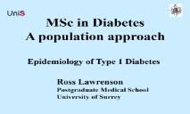 Epidemiology of Type 1 Diabetes PowerPoint Presentation