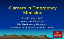 Careers in Emergency Medicine PowerPoint Presentation