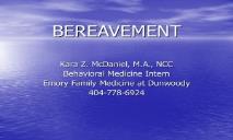 BEREAVEMENT Department of Family PowerPoint Presentation