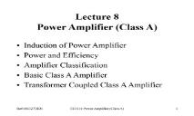 Power Amplifier Class A City University of Hong Kong PowerPoint Presentation