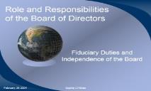 Role and Responsibilities of the Board of Directors PowerPoint Presentation