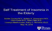Self Treatment of Insomnia in the Elderly PowerPoint Presentation