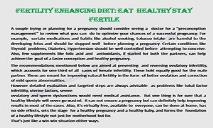 FERTILITY ENHANCING DIET: EAT HEALTHY STAY FERTILE PowerPoint Presentation