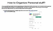 How to Organize Personal stuff PowerPoint Presentation
