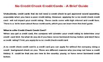 No Credit Check Credit Cards-A Brief Guide PowerPoint Presentation