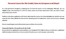 Personal Loans for No Credit, How to Compare and Shop PowerPoint Presentation