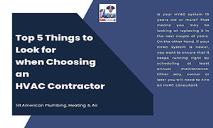 Top 5 Things to Look for when Choosing an HVAC Contractor PowerPoint Presentation