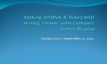 Making ANOVA & Tukey HSD testing clearer with Compact Letter Display PowerPoint Presentation