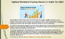 Highest Dividend-Paying Stocks In India For 2023 PowerPoint Presentation