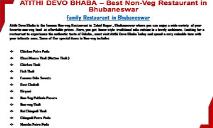 Best Restaurant in Bhubaneswar-Atithi Devo Bhaba PowerPoint Presentation