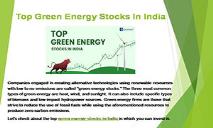 Top Green Energy Stocks In India With Complete Analysis PowerPoint Presentation