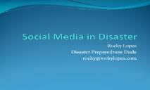 Social Media in Disaster PowerPoint Presentation