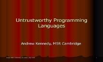 Untrustworthy Programming Languages PowerPoint Presentation