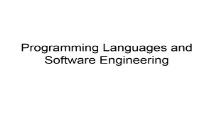 Programming Languages and Software Engineering PowerPoint Presentation