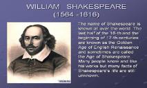 William Shakespeare PowerPoint Presentation