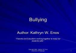 Bullying-Pittsburgh PowerPoint Presentation