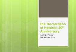 The Declaration of Helsinki-50th Anniversary PowerPoint Presentation