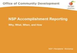NSP Accomplishment Reporting Georgia Department PowerPoint Presentation
