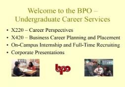 BPO Undergraduate Career Services PowerPoint Presentation