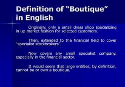 Definition of Boutique in English PowerPoint Presentation