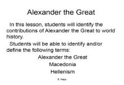 Alexander the Great White Plains Public Schools PowerPoint Presentation