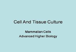 Cell And Tissue Culture Powerpoint Presentation