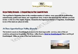 Keya Valley Resorts - A Royal Stay in The Land Of Forts Powerpoint Presentation