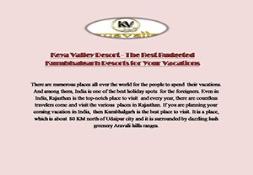 Keya Valley Resort - The Best Budgeted Kumbhalgarh Resorts for Your Vacations PowerPoint Presentation
