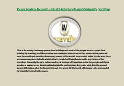 Keya Valley Resort – Best Hotel in Kumbhalgarh to Stay Powerpoint Presentation