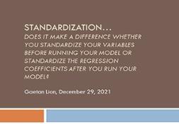 Standardization-Does using standardization before running a regression or after make a difference PowerPoint Presentation