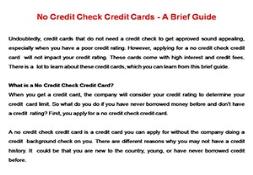 No Credit Check Credit Cards-A Brief Guide Powerpoint Presentation