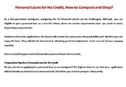 Personal Loans for No Credit, How to Compare and Shop PowerPoint Presentation