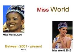 Miss World Winners (Between 2001 to present) Powerpoint Presentation