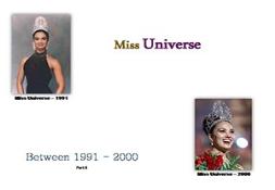 Miss Universe Winners (Between 1991 to 2000) Powerpoint Presentation