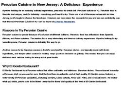Peruvian Cuisine in New Jersey-A Delicious Experience Powerpoint Presentation