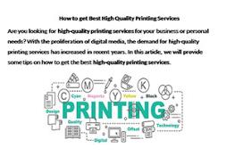 High Quality Printing Services Powerpoint Presentation