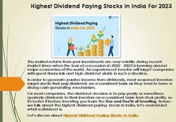 Highest Dividend-Paying Stocks In India For 2023 Powerpoint Presentation