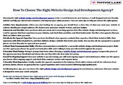 How To Choose The Right Website Design And Development Agency Powerpoint Presentation