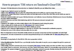How to prepare TDS return on Taxclouds ClearTDS Powerpoint Presentation