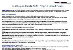 Best Liquid Funds 2023-Top 10 Liquid Funds Powerpoint Presentation