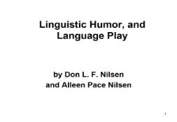 Humor linguistics PowerPoint Presentation