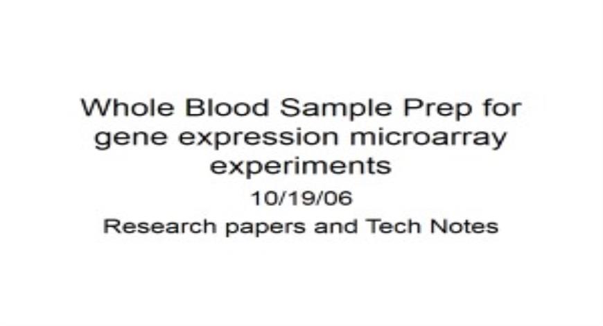 Free Download Whole Blood Sample Prep for gene expression microarray ...