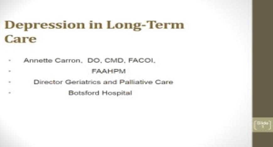 Free Download Depression in Long Term Care PowerPoint Presentation Slides