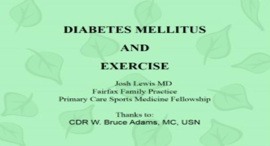 Free Download DIABETES AND EXERCISE PowerPoint Presentation Slides